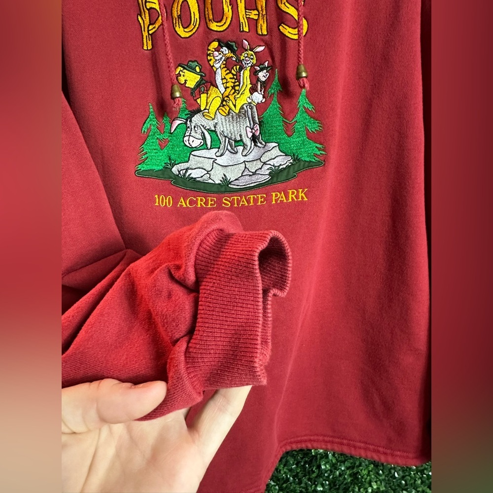 Vintage Pooh's 100 Acre State Park Embroidered Red Disney Hoodie - Picture 5 of 10